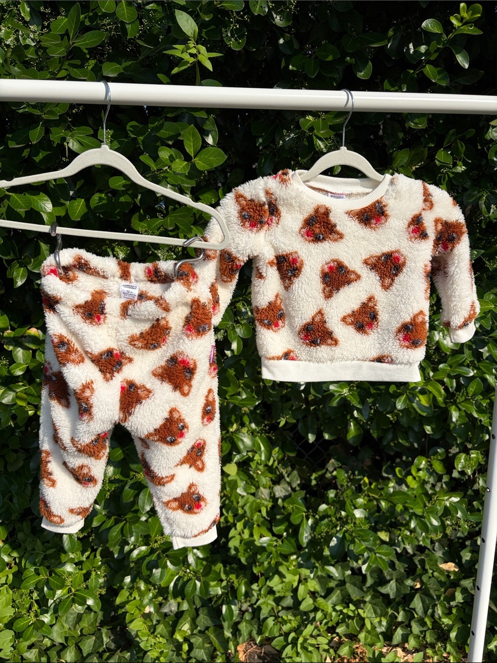 Cozy Reindeer Fleece Set - Cream & Brown
